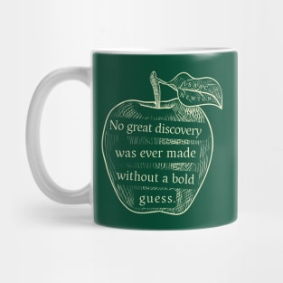 Isaac Newton quote: No great discovery was ever made without a bold guess. Mug